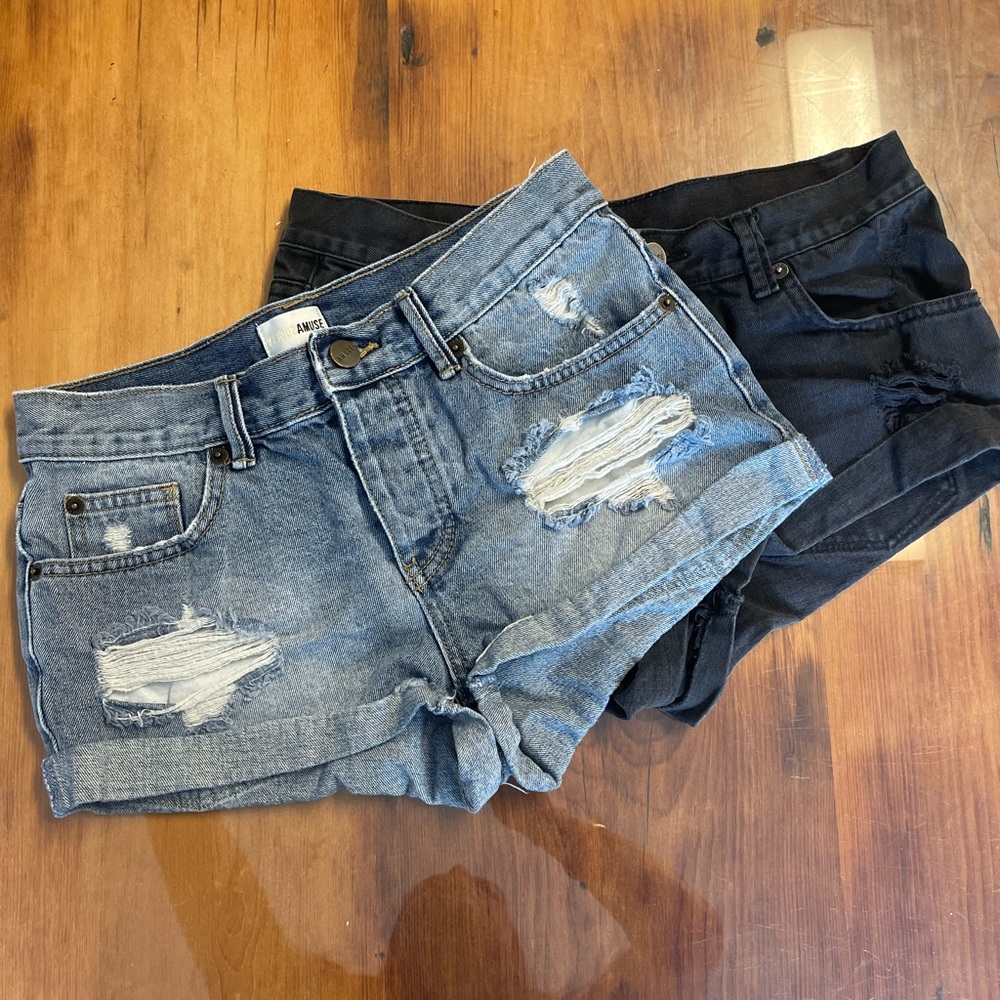 Amuse Society jean shorts: denim and black denim